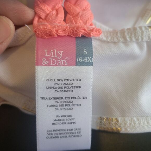 Lily & Dan Polka Swim Top Size Small (6-6x) - Picture 3 of 4